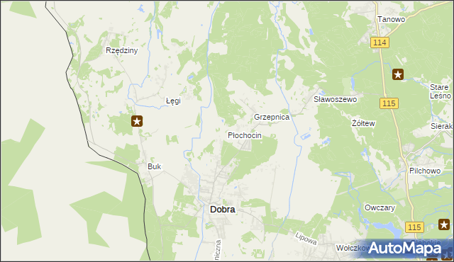 mapa Płochocin gmina Dobra (Szczecińska), Płochocin gmina Dobra (Szczecińska) na mapie Targeo