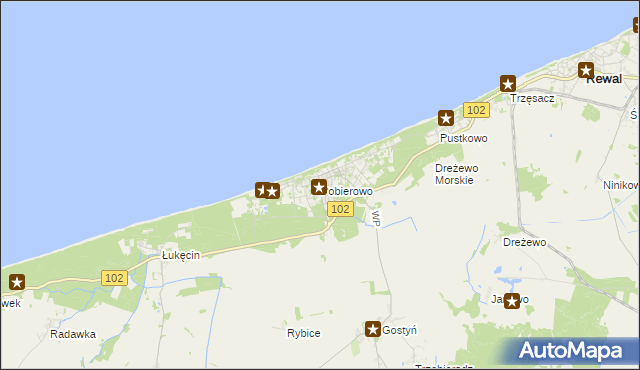 mapa Pobierowo, Pobierowo na mapie Targeo