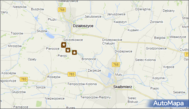 mapa Podgaje gmina Skalbmierz, Podgaje gmina Skalbmierz na mapie Targeo