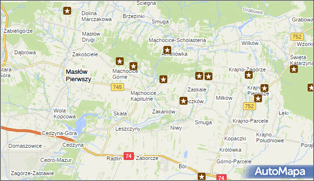 mapa Podmąchocice, Podmąchocice na mapie Targeo