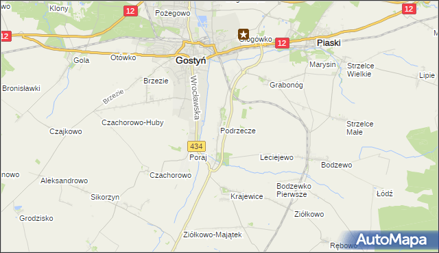 mapa Podrzecze gmina Piaski, Podrzecze gmina Piaski na mapie Targeo