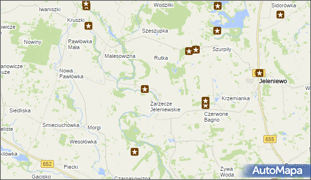 mapa Podwysokie Jeleniewskie, Podwysokie Jeleniewskie na mapie Targeo