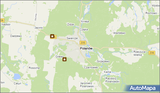 mapa Polanów powiat koszaliński, Polanów powiat koszaliński na mapie Targeo