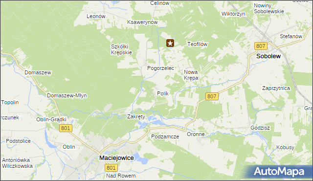 mapa Polik gmina Maciejowice, Polik gmina Maciejowice na mapie Targeo