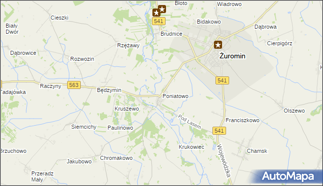 mapa Poniatowo gmina Żuromin, Poniatowo gmina Żuromin na mapie Targeo