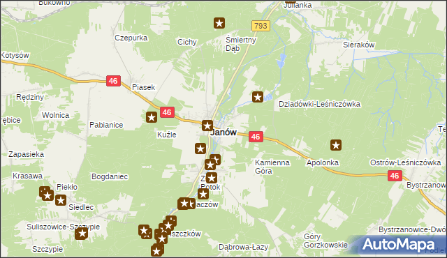 mapa Ponik gmina Janów, Ponik gmina Janów na mapie Targeo