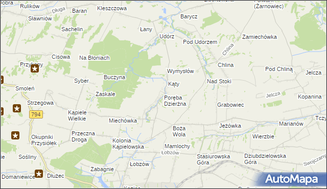 mapa Poręba Dzierżna, Poręba Dzierżna na mapie Targeo