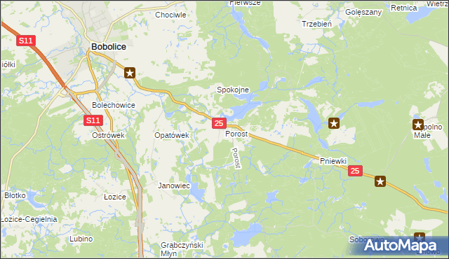 mapa Porost, Porost na mapie Targeo