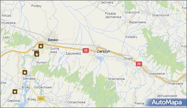 mapa Posada Zarszyńska, Posada Zarszyńska na mapie Targeo