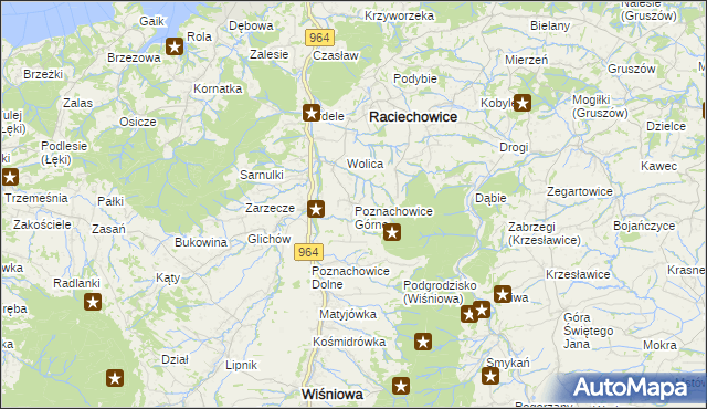 mapa Poznachowice Górne, Poznachowice Górne na mapie Targeo