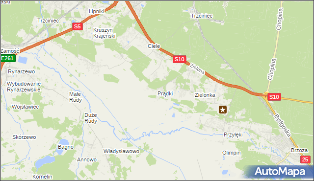 mapa Prądki, Prądki na mapie Targeo