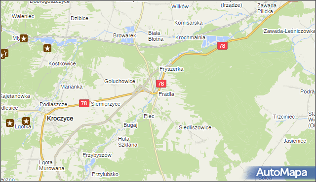 mapa Pradła, Pradła na mapie Targeo