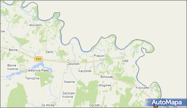 mapa Pratulin, Pratulin na mapie Targeo