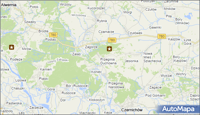 mapa Przeginia Duchowna, Przeginia Duchowna na mapie Targeo