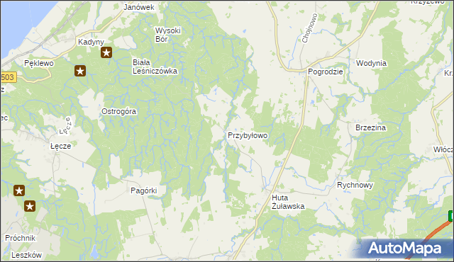 mapa Przybyłowo gmina Tolkmicko, Przybyłowo gmina Tolkmicko na mapie Targeo