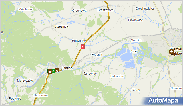 mapa Przyłęk gmina Bardo, Przyłęk gmina Bardo na mapie Targeo