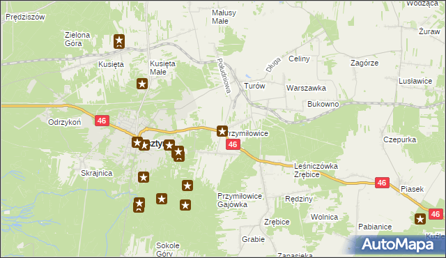 mapa Przymiłowice, Przymiłowice na mapie Targeo