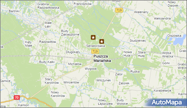 mapa Puszcza Mariańska, Puszcza Mariańska na mapie Targeo