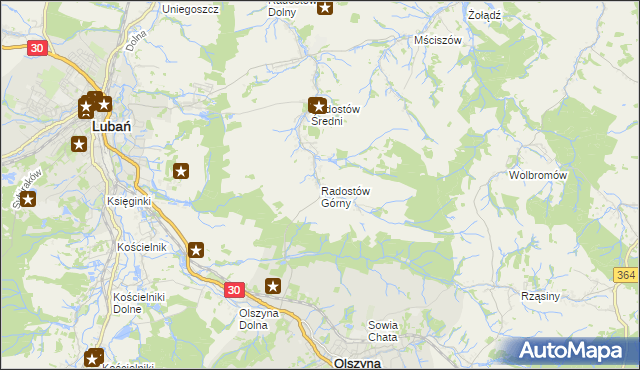 mapa Radostów Górny, Radostów Górny na mapie Targeo