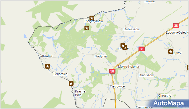 mapa Radynia, Radynia na mapie Targeo