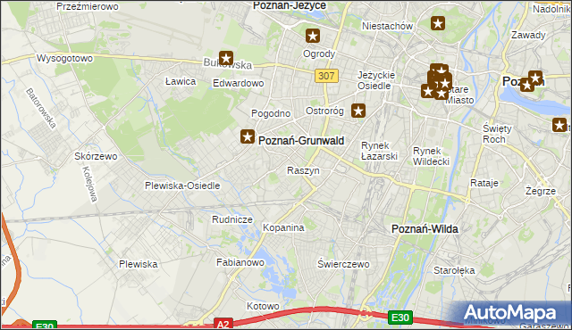mapa Raszyn gmina Poznań, Raszyn gmina Poznań na mapie Targeo