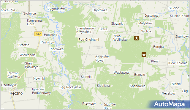mapa Reczków Nowy, Reczków Nowy na mapie Targeo
