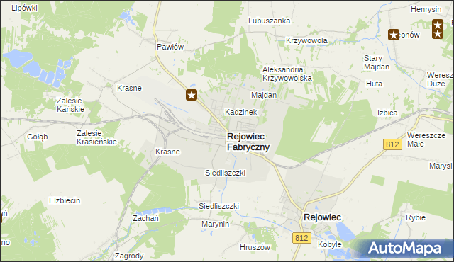 mapa Rejowiec Fabryczny, Rejowiec Fabryczny na mapie Targeo