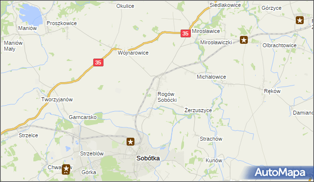 mapa Rogów Sobócki, Rogów Sobócki na mapie Targeo