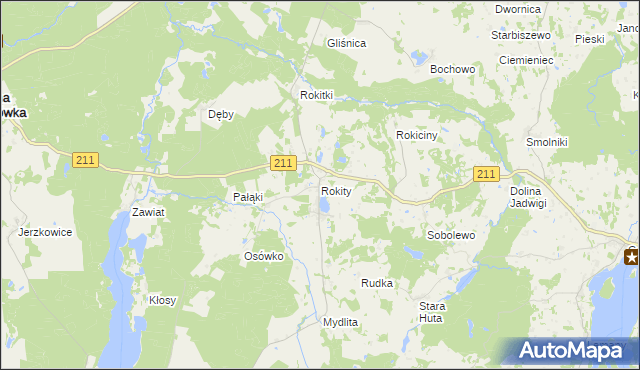 mapa Rokity gmina Czarna Dąbrówka, Rokity gmina Czarna Dąbrówka na mapie Targeo