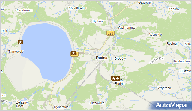 mapa Rudna powiat lubiński, Rudna powiat lubiński na mapie Targeo