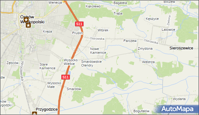 mapa Sadowie gmina Ostrów Wielkopolski, Sadowie gmina Ostrów Wielkopolski na mapie Targeo