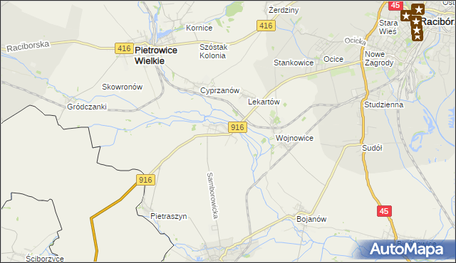 mapa Samborowice gmina Pietrowice Wielkie, Samborowice gmina Pietrowice Wielkie na mapie Targeo