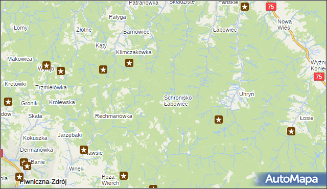 mapa Schronisko Łabowiec, Schronisko Łabowiec na mapie Targeo