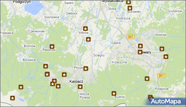 mapa Ściegny, Ściegny na mapie Targeo