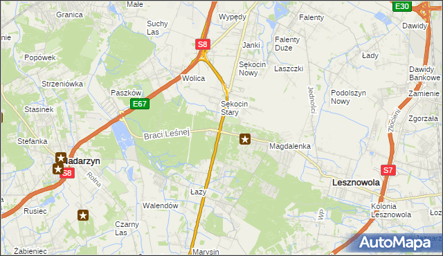 mapa Sękocin-Las, Sękocin-Las na mapie Targeo