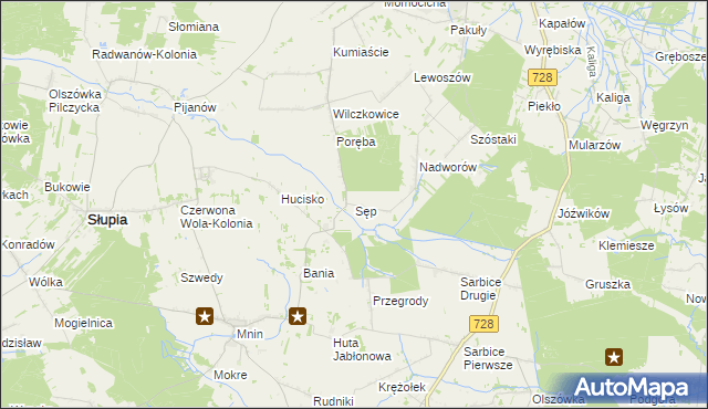 mapa Sęp, Sęp na mapie Targeo