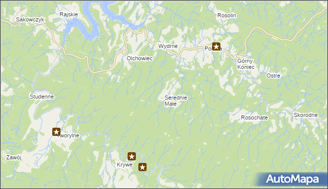 mapa Serednie Małe, Serednie Małe na mapie Targeo