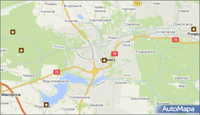 mapa Siewierz, Siewierz na mapie Targeo