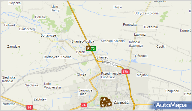 mapa Sitaniec, Sitaniec na mapie Targeo