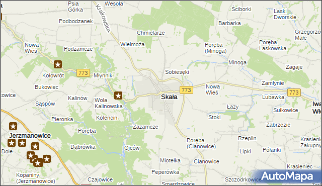 mapa Skała powiat krakowski, Skała powiat krakowski na mapie Targeo