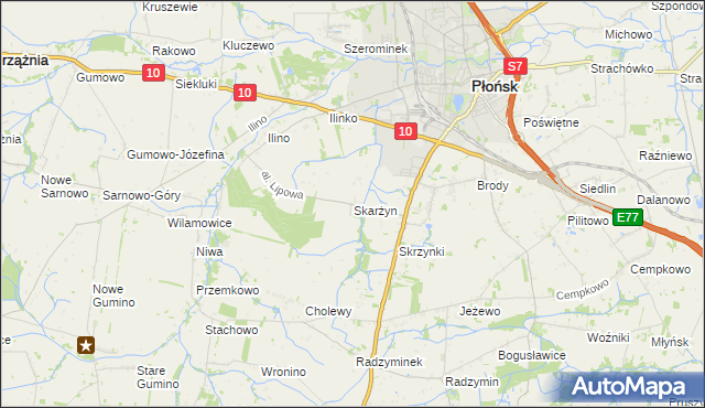 mapa Skarżyn gmina Płońsk, Skarżyn gmina Płońsk na mapie Targeo