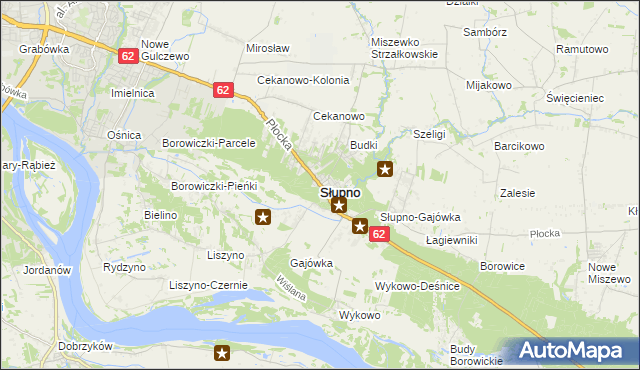 mapa Słupno powiat płocki, Słupno powiat płocki na mapie Targeo
