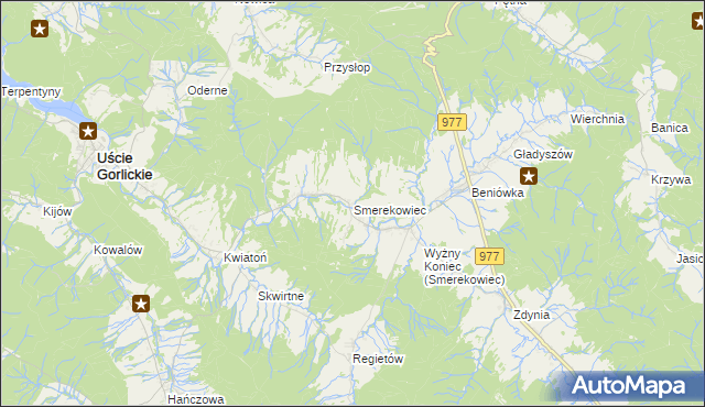 mapa Smerekowiec, Smerekowiec na mapie Targeo