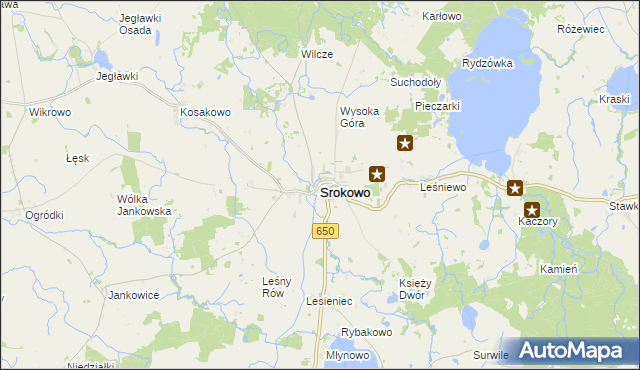 mapa Srokowo, Srokowo na mapie Targeo