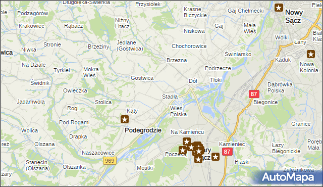 mapa Stadła, Stadła na mapie Targeo
