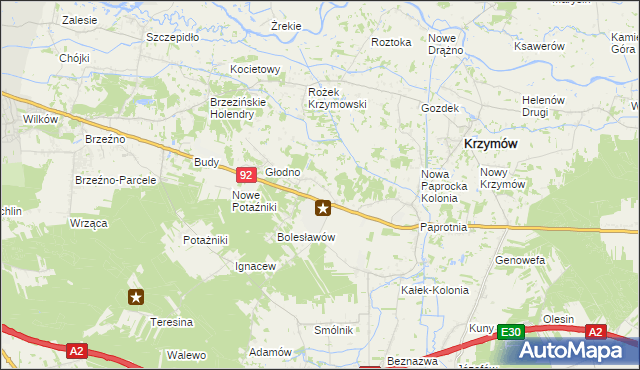 mapa Stare Paprockie Holendry, Stare Paprockie Holendry na mapie Targeo