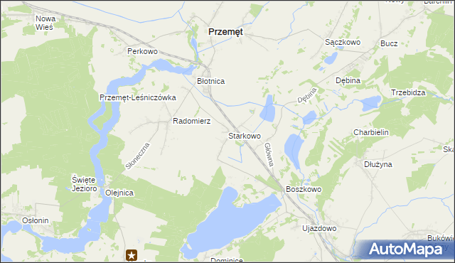 mapa Starkowo gmina Przemęt, Starkowo gmina Przemęt na mapie Targeo