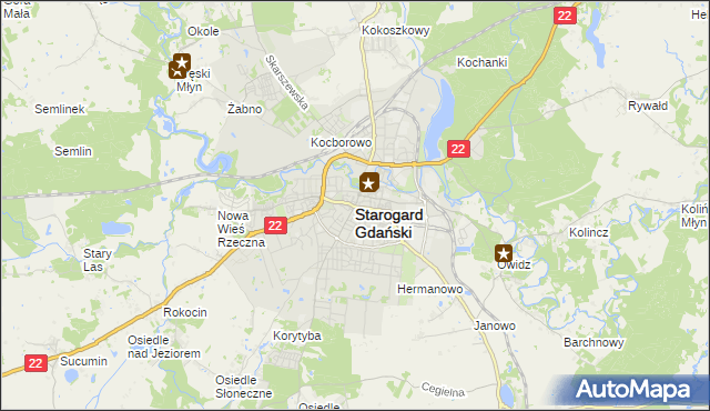 mapa Starogard Gdański, Starogard Gdański na mapie Targeo
