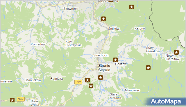 mapa Strachocin gmina Stronie Śląskie, Strachocin gmina Stronie Śląskie na mapie Targeo