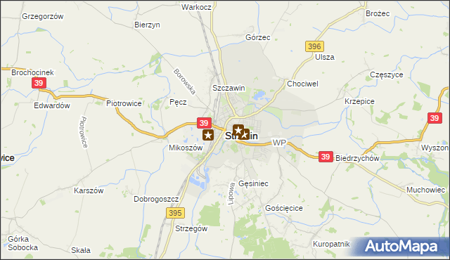 mapa Strzelin, Strzelin na mapie Targeo